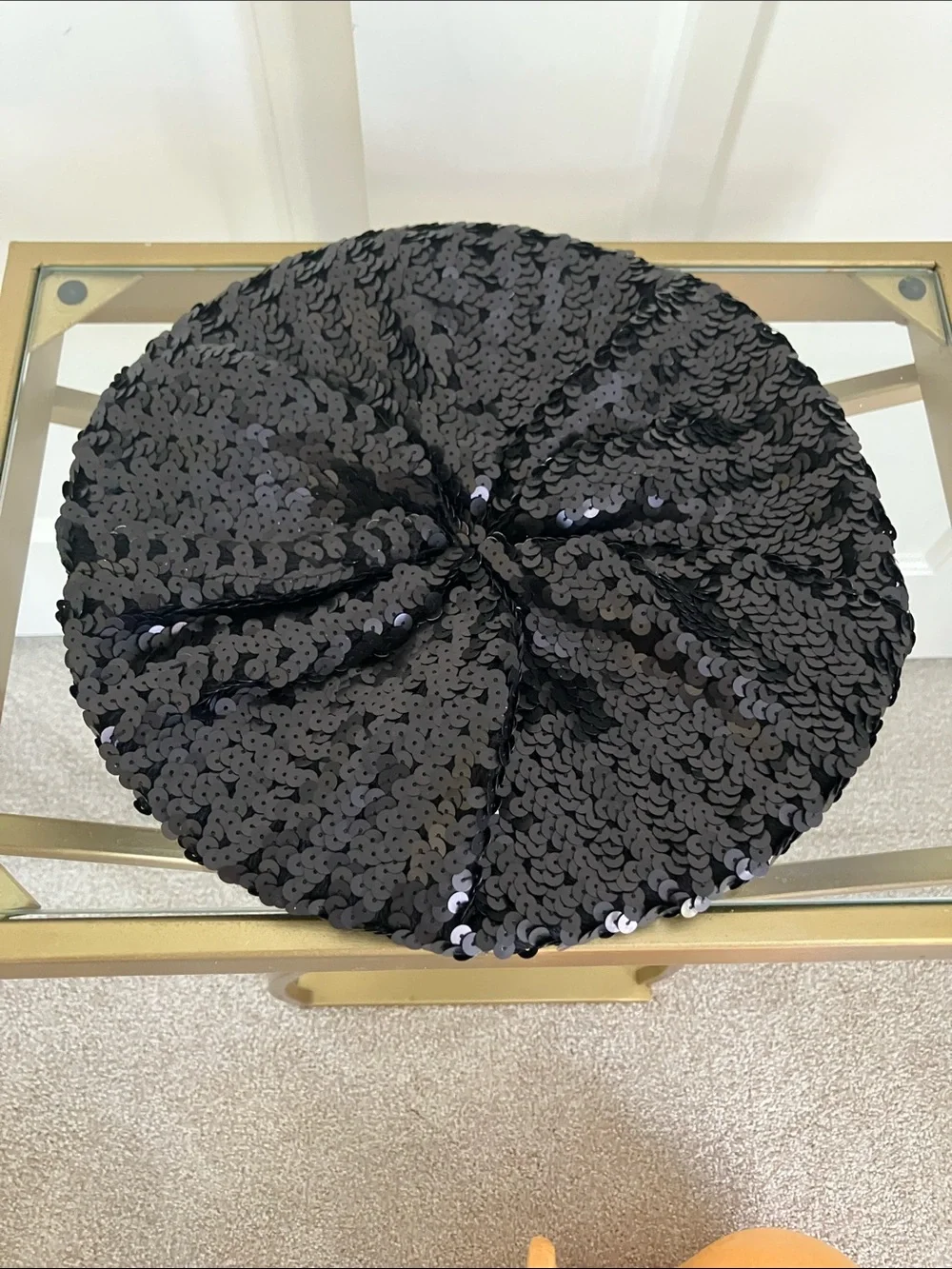 Black Sequin Beret Hat - Chic Evening Accessory